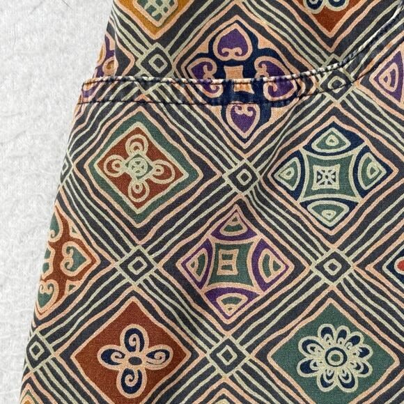 BANANA REPUBLIC Skirt 12 Safari Pencil Geometric Front Zip Boho Cotton Beige Vtg - Picture 6 of 13